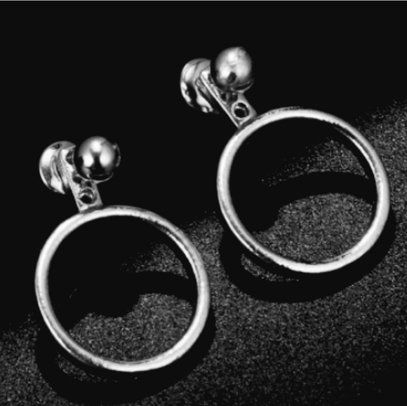 NEW Silver Circle Jacket Earrings - Picture 3 of 6